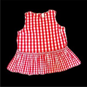 Red White Checked Peplum Blouse Sleeveless XL Time and Tru